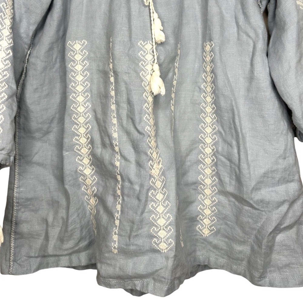 Calypso St. Barth Embroidered Chambray Blouse Small Boho Chic - Picture 3 of 8